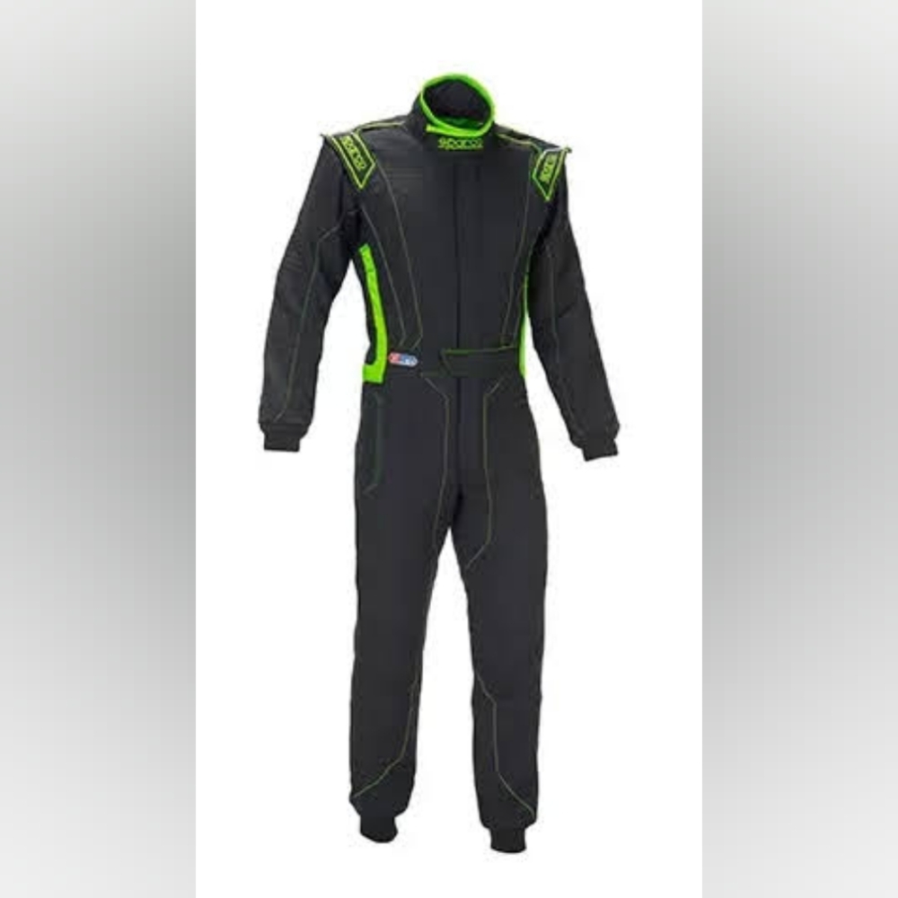Sparco Victory RS-4 Standard Cuff Black and Green Racing Suit | Medium (Size 54)